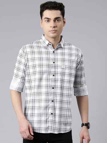 Image of Majestic Man Men's Comfort Slim Fit Pure Cotton Opaque Checked Casual Shirt