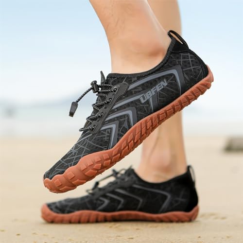 Image of UBFEN Water Shoes for Men Women Quick Dry Swim Aqua Socks | Lightweight Barefoot-style Fit, Rubber Sole, Hiking, Fishing, Kayaking, Beach, Pool, Boating, Diving And Water-to-land Wear