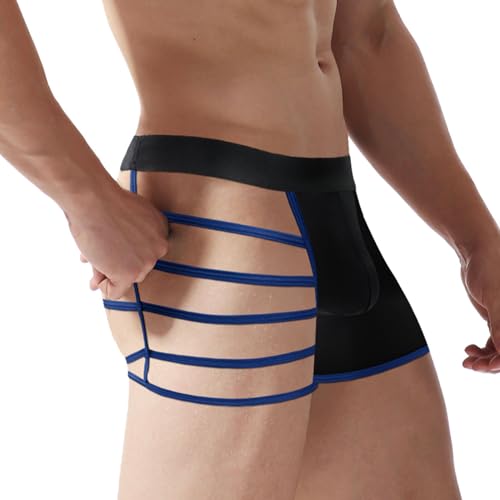Mens Straps Underwear Ice Silk Boxer Briefs G-string Sexy Lingerie Straight Men Underpants3