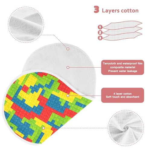 Building Blocks Baby Burp Cloths for Boys and Girls, Soft Muslin Spit Up Towels, 22"x11" Newborn Essentials for Feeding and Drooling, 1 Pack 5