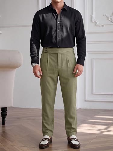 Image of TOPLOT Men's Cotton Casual Trouser | Elegant Pleated Front with Dual-Button Waistband | Comfortable Stretch Elasticity for Easy Movement | Tapered Ankle Finish | Casual & Office Wear (5277)