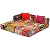 Pouf Modulaire à 3 Places Patchwork Tissu - Canapé Modulable - Canapé