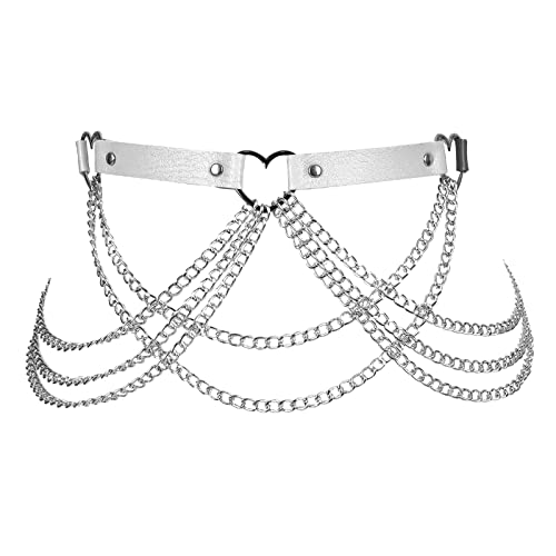 Women's Body Harness Fashion Leather Belt Punk Belt Adjustable Metal Chain Belt Gothic Carnival Dance Costume