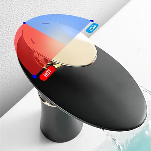 Robinet cascade de salle de bain à levier unique mitigeur noir - 5