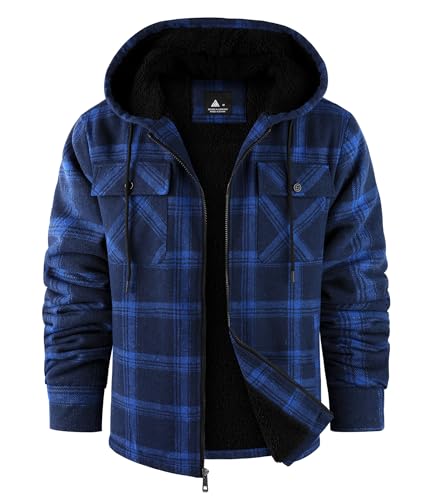 Image of SCODI Men's Flannel Jacket Sherpa Lined Plaid Fleece Hoodies Zip Up Coat