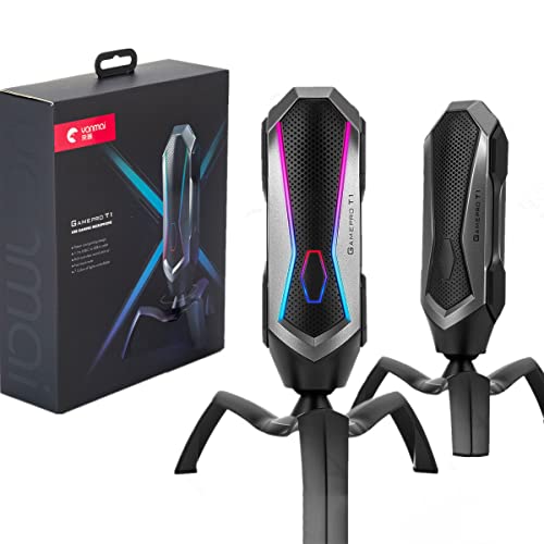 Micrófono de Condensador de Mano USB, micrófono de PC para transmisión, micrófono en Vivo de Clase en línea, para Youtube, Tiktok, Ins Mac/PS4/PS5, con Control RGB (omnidireccional) T1 Cover