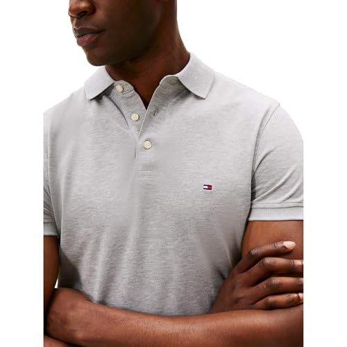 Image of Tommy Hilfiger Men's Short Sleeve Polo Shirts in Slim Fit with Stretch and Organic Pique Cotton