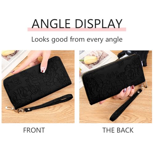 Long Clutch Women's Wallet with Sculpted Zipper Multifunctional Coin Purse - Black4