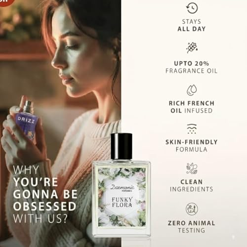 Image of DAEMONIC Funky Flora Perfume | Luxury Perfume for Women | Premium Long Lasting Fine Fragrance | Eau De Parfum | Floral, Fruity Long Lasting EDP Fragrance Scent | For Daily Use
