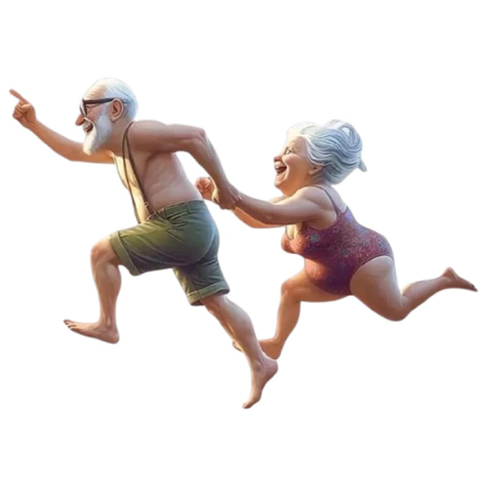 Run Loving Elderly Couple Car Bumper Window Stickers for Car Truck Van