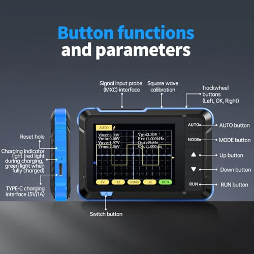 DollaTek DSO152 Mini-Hand-Digitaloszilloskop Oszilloskop 2,5 MSa/s 200 KHz Analogbandbreite 800 VPP Unterstützt Firmware-Upgrade PWM-Ausgang