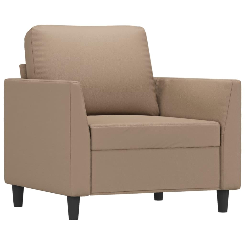 vidaXL Ensemble de Canapés avec Coussins 3 pcs, Canapés avec Accoudoirs et Dossier, Ensemble de Meubles, Mobilier de Salon, Moderne, Cappuccino Similicuir