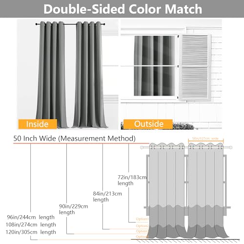 Image of Simplebrand Light Grey Extra Long 10ft Curtains for Patio 120 Inches Long 2 Panels Set, Room Darkening Light Blocking Solid Thermal Insulated Energy Saving Grommet Noise Reducing Curtains, 50 Wx120 L
