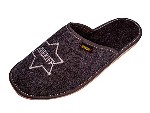 APREGGIO - Zapatillas de Hombre de Fieltro - Suela de Goma Maciza - Cómodas de Llevar - Suavidad - Producto 100% Natural - Hecho a Mano (Negro, 44) Cover