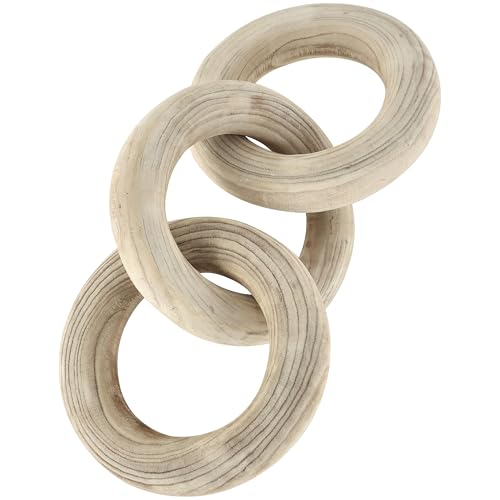 Escultura decorativa de madera Deco 79 cadena 3 eslabones crema 20 pulgadas