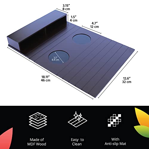 Meistar Foldable Sofa/Couch Arm Side Tray Table With Remote Control, Cellphone And Coffee Cup Holder. (Dark Brown) #TOP4