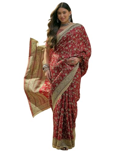 Image of SIRIL Women's Cotton Printed Saree With Unstitched Blouse Piece
