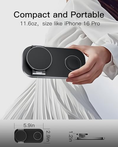 Image of Keepro 3-in-1 Charging Station for Apple Device, Foldable Magnetic Wireless Fast Charger Stand Compatible with MagSafe for iPhone 17e /17 /16 /15 /14 /13 /12 /Air Series, Apple Watch & AirPods-Black