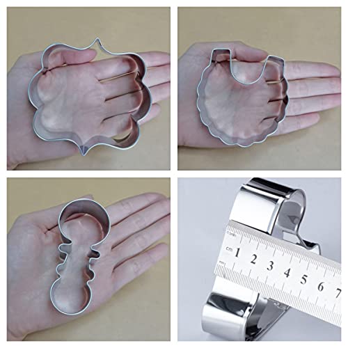 Moleou Baby Shower Cookie Cutter Set, 7Piece Cookie Cutters Include: Onesie, Bib, Baby Carriage, Bottle, Rattle, Rocking Horse And Frame, With Extra Gift 2Pcs Sugar Stir Needle #TOP5