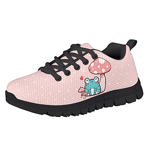 Yzaoxia Walking Shoes for Girls Kids Lace Up Running Shoes Breathable Mesh Sneakers Lightweight Athletic Shoes Black Sole Size 11-5