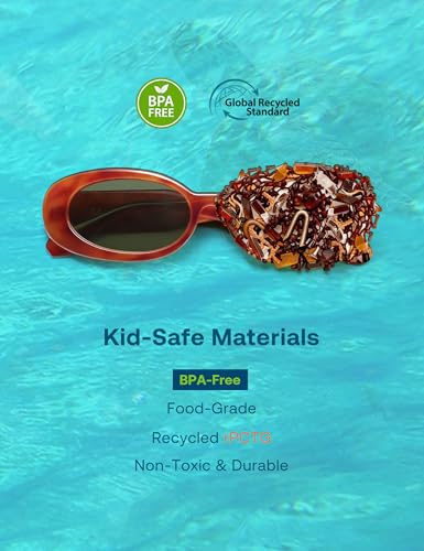 Image of SOJOS Ocean Collection Retro Oval Polarized Sunglasses Kids SUNLIGHT S | Recycled plastic build, UV400 lenses, lightweight for kids