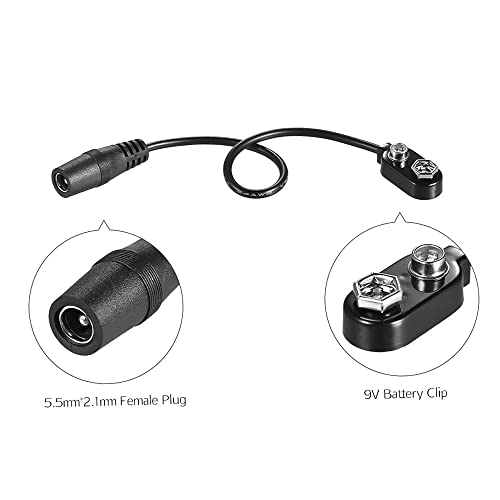 Henniu 3pcs 9V Conversor de clipe de bateria Conector de pressão 2,1 mm * 5,5 mm Plugue fêmea para e
