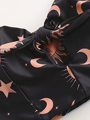 Zaful Women's Knot Sunflower Sun Stars Moon Tankini Bikini With High Waisted Bathing Suits(Sun Black S) #TOP1