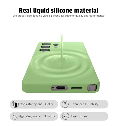 Image of LIRAMARK Liquid Silicone Soft Back Cover Case for Samsung Galaxy S25 Ultra 5G (Mint Green)