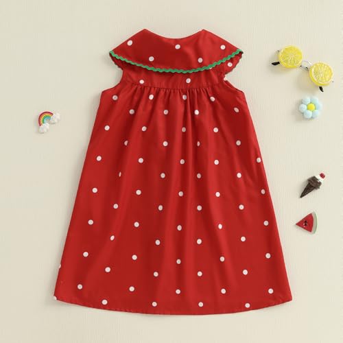 Toddler Baby Girl Summer Clothes Sleeveless A-line Dress Button Dots Watermelon Print Sundress for Kid4