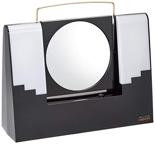 TANICA 照明付きメイクミラー 【左右のライトで顔に影ができない&拡大鏡で細部までチェック】 アリスミラー ブラック AM-12BK