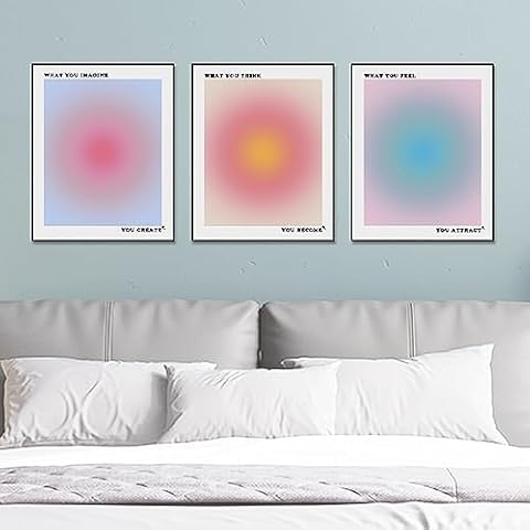 Spiritual Aura Wall Art Set,Trust Gradient, Retro Aura, and Positive Energy Wall Decor- Perfect for Girl's Room Decor and Sister Gift - Set of 3 Prints Cover