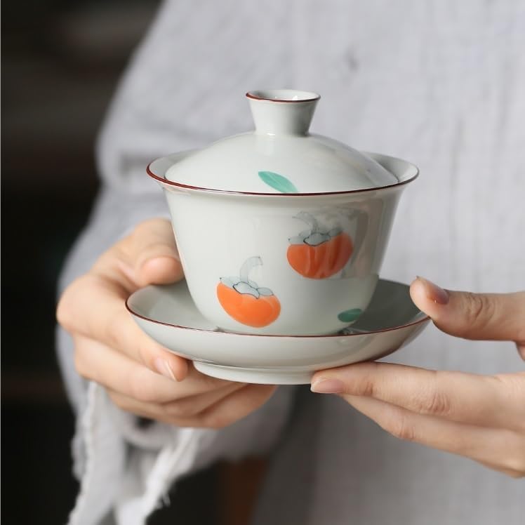 GSOUL Kungfu Tea cup Travel Coffee Cup Hand-painted Covered Bowl Underglaze Color Tea Chinese Antique Anti-scalding Small Tea Cups