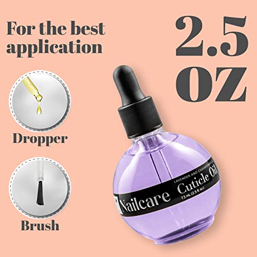 C Care Cuticle Oil For Nails - Levender And Chamomile Nail Oil - Moisturizes And Strengthens Nails And Cuticles - Dropper & Brush Included - Large 2.5 Oz Bottle #TOP4