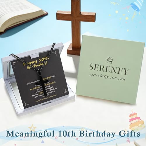 Image of Sereney Cross Necklace for Boys, 8th 9th 13th Birthday Gifts for Toddler Kids Teen Boys Girls, Baptism Gift Mustard Seed Jewelry as Rcia Christian Religious Necklace for Son Daughter Pendants