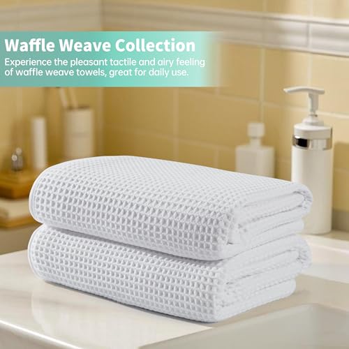 Microfiber Waffle Bath Towels, 4 Pieces, Soft, Absorbent, Fast Drying, Lint Free 430 GSM (White) by MICROFI - Image 6