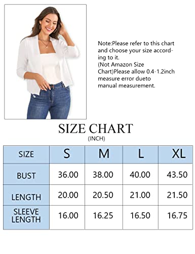 Gomamee Women's Open Front Cardigan 3/4 Sleeve Cropped Sweater Elegant Bolero Shrugs, Light Purple M #TOP5