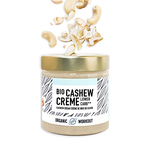 Organic Workout BIO-CASHEWMUS mit Vanille-Aroma | vegan | lower-carb | ohne Zuckerzusatz | mit Erythrit | Weisse Schokolade Cover