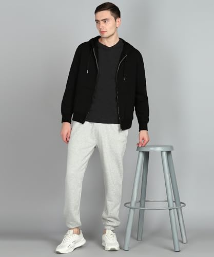 Image of Alan Jones Clothing Men's Regular Fit Mid Rise Fleece Jogger Regular Pants For Winterwear