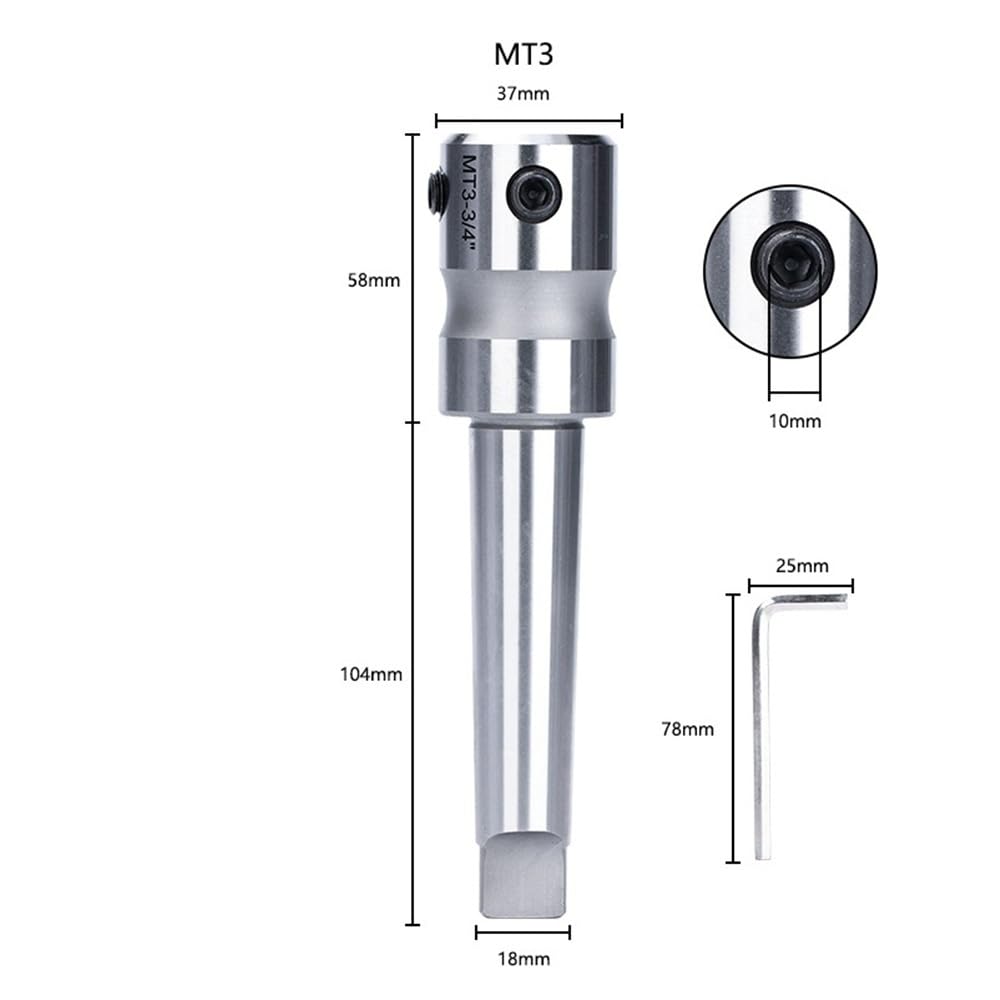 MT3 Morse Taper Arbor, Magnetic Drill Extension Holder for 3/4 Inch Weldon Shank Annular Cutter 1pc
