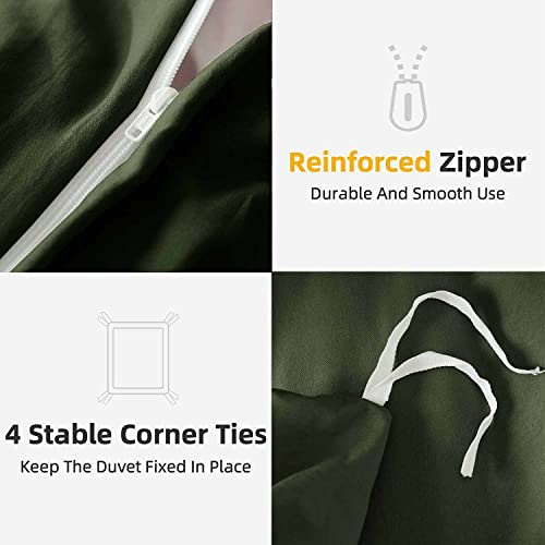 King Size Dark Olive Green Duvet Cover, 3Pc Soft Farmhouse Bedding Comforter Cover Set With Zipper Closure, 1 Lightweight Microfiber Duvet Cover (90X104 Inches) And 2 Pillow Shams For Women Men #TOP5