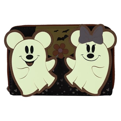 Loungefly Disney Mickey and Minnie Floral Ghost Glow Zip Around Wallet