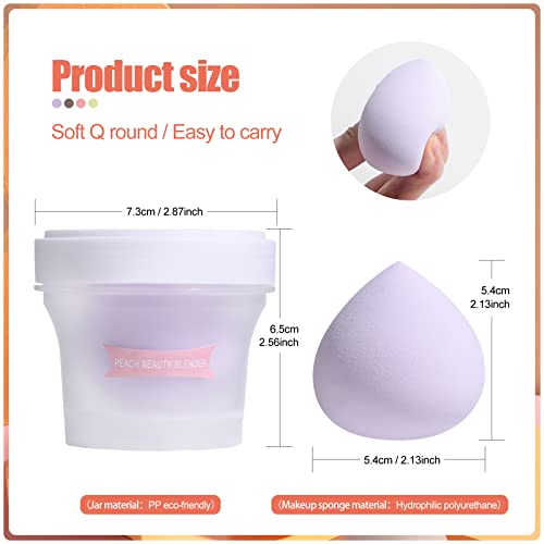 Makeup Sponge Set Bs-Mall Peach Blender Sponges 4 Pcs For Liquid, Cream, And Powder, Multi-Colored With Travel Case #TOP1
