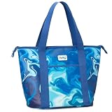 Swig Life Zippi Cooler, Insulated Cooler Bag, Collapsible Soft Tote Bag with Zipper, Large Insulated Tote, Waterproof Beach Coolers for Drinks, BPA Free Food Safe Travel Coolers (Blue Lagoon)