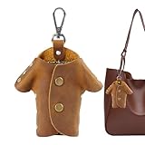 Leather Key Holder – Clothes Shape Storage Pouch, Ultra Thin Key Ring Cover | Leather Organizer for Purse Belt Pants Gym Workplace Outdoor Travel Car Household Keys Unisex Práctica diaria, marrón