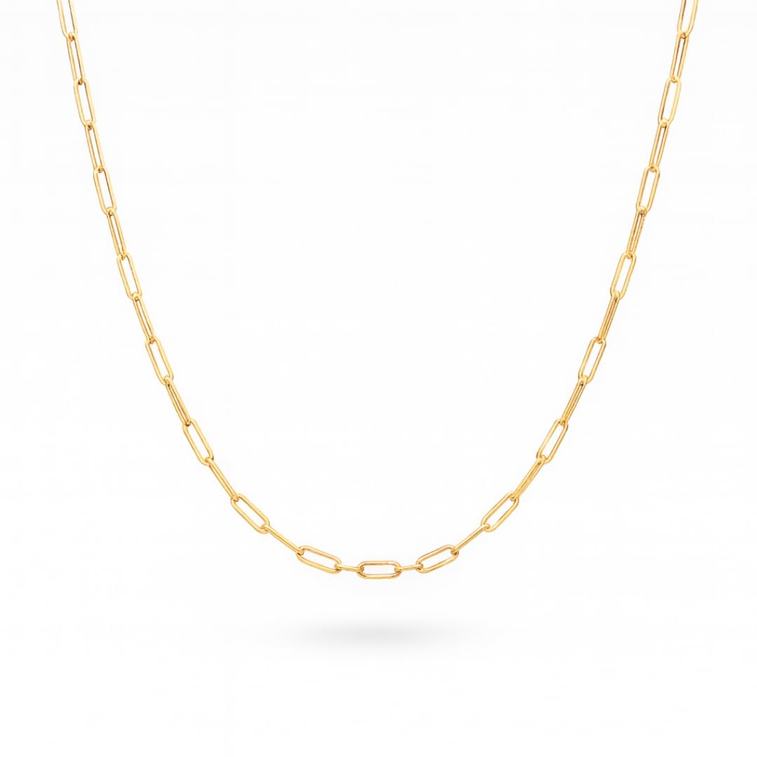 14k Gold 1.5mm, 2mm 3.5mm Solid Chain Paper Clip Link Necklace 14" 16" 18" 20" 22" 24" - Spring Clasp with Stamp - Made in Italy - Unisex Adults, Women, Men Gift (100% Authentic Solid 14K Gold)