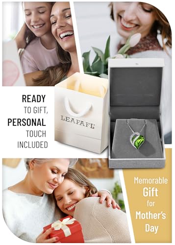 Leafael Mothers Day Gift Necklaces for Women, Infinity Love Heart Pendant with Peridot Green Birthstone Crystal for August, Silver Plated Jewelry Birthday Gifts for Mom and Wife, 18 plus 2 inch Chain