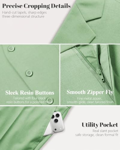 Image of MY'S Men's 3 Piece Suit Set with Tie, One Button Slim Fit Solid Jacket Vest Pants, Prom Party Wedding Business Suits for Men