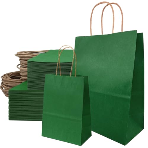 Sac Cadeau Grand Format en kraft vert avec poignée : emballage shopping Noël