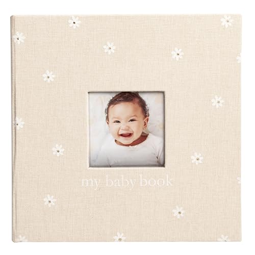 Image of Pearhead Daisy Print First 5 Years Baby Memory Book, 4x6 Photo Insert | 56 Guided Pages, Baby Milestone Journal Book, Photo Insert Cover, Flower Print
