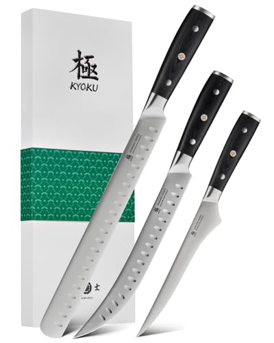 KYOKU 3pc Kitchen Knife Set, Samurai Series 6.5